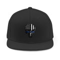 Thin Blue Line Skull Snapback Hat — Police Support Embroidered Cap