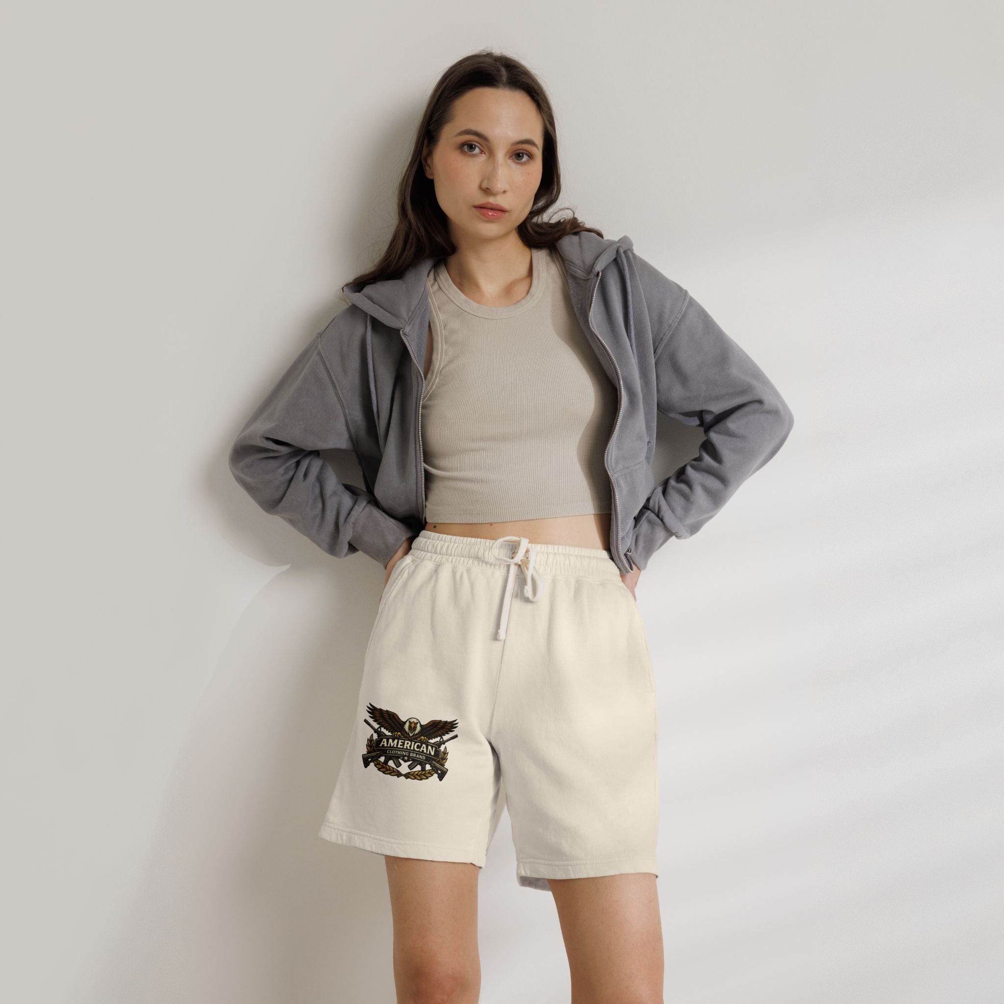 American Eagle Graphic Sweat Shorts — Lightweight Fleece Casual Lounge Shorts
