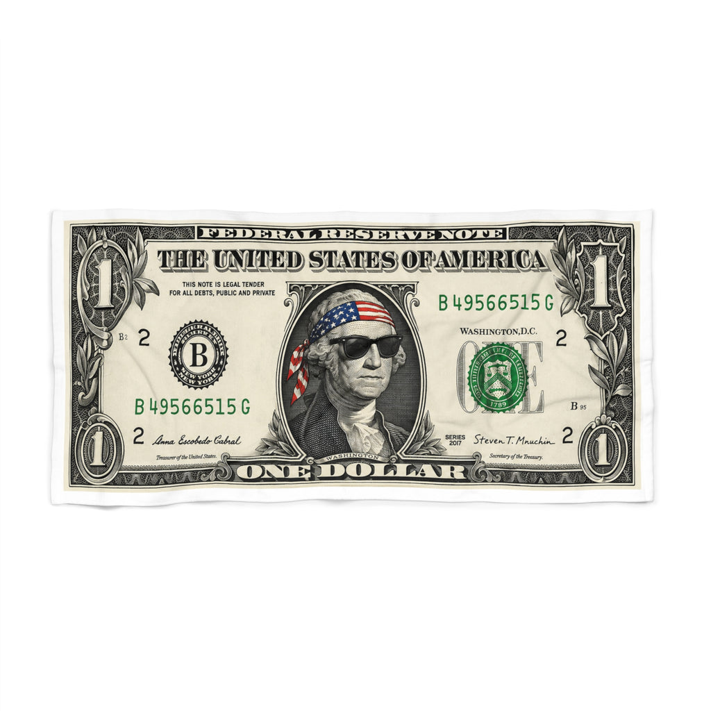 Dollar Bill Beach Towel — Patriotic George Washington Design