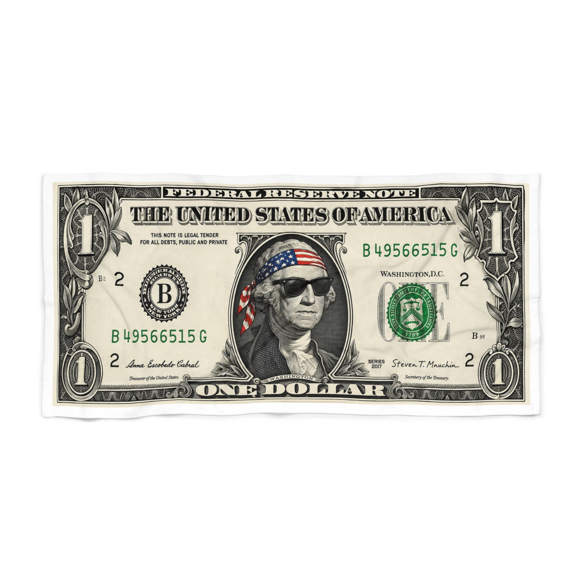 Dollar Bill Beach Towel — Patriotic George Washington Design