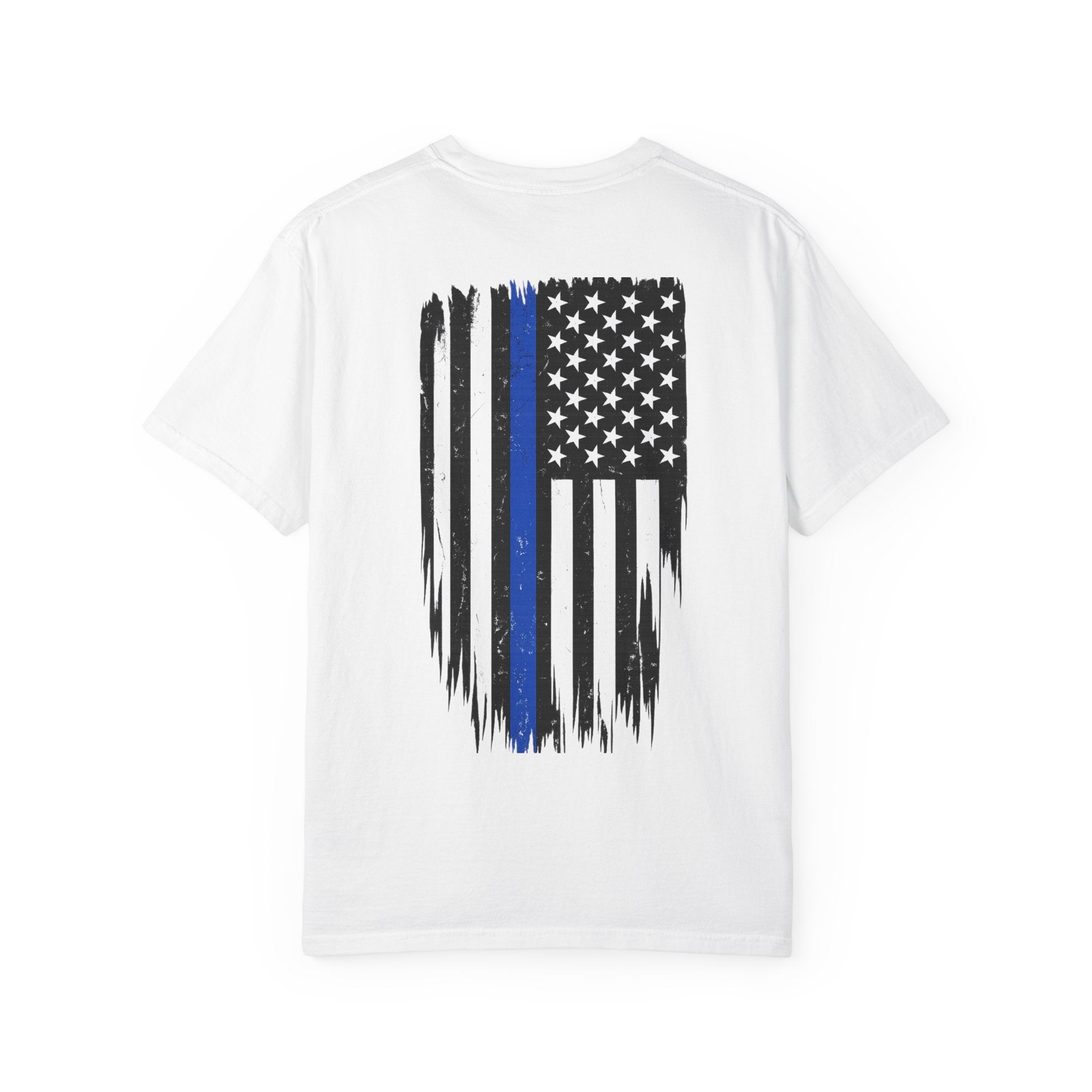 Thin Blue Line Flag T-Shirt — Police Support Back Print