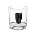 Thin Blue Line American Flag Rocks Glass — 10oz Whiskey Tumbler for First Responders & Law Enforcement Support