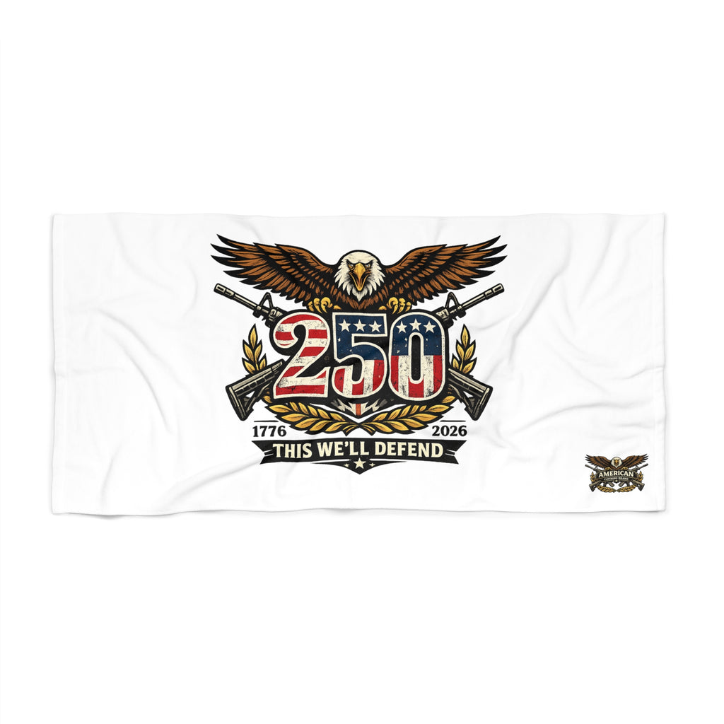 Beach Towel — 250th Anniversary Patriotic Eagle Design (1776–2026)