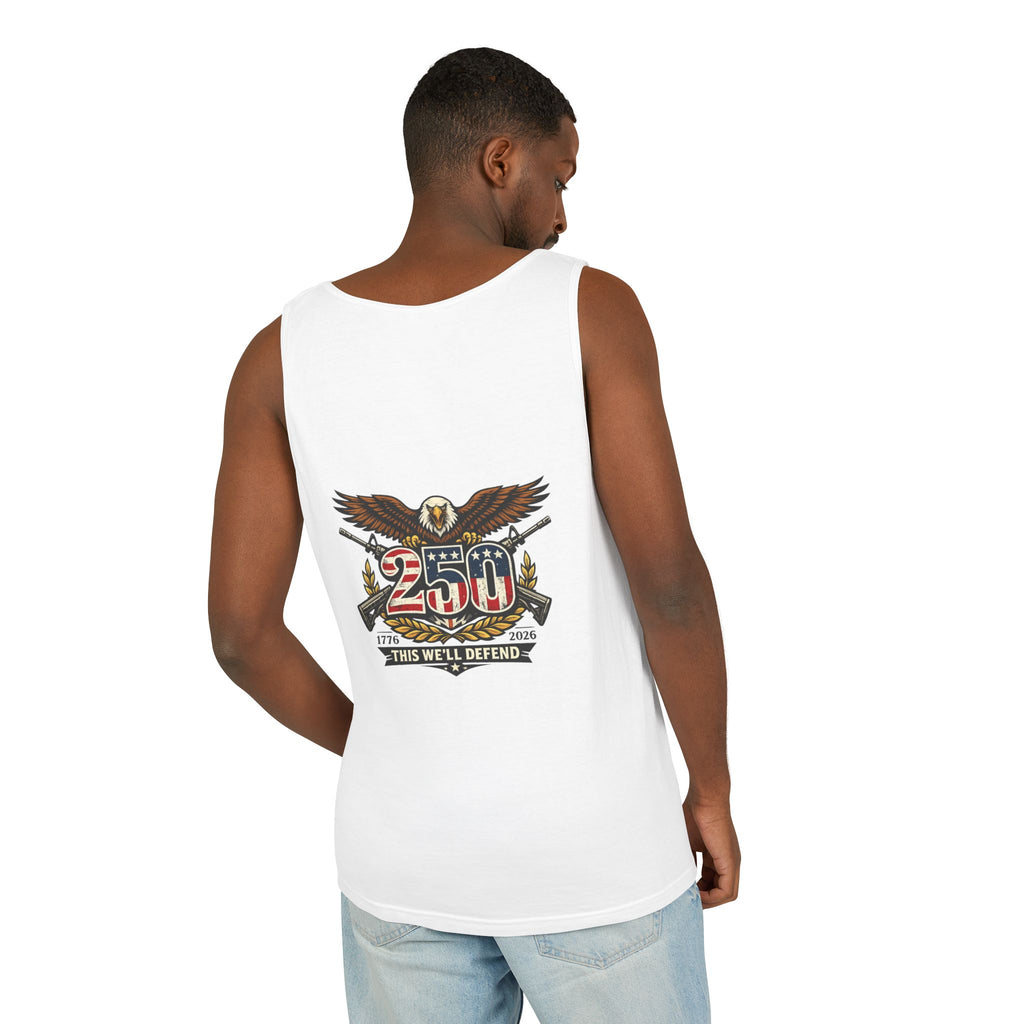 250th Anniversary Eagle Tank Top — "This We'll Defend" Patriotic Military Emblem