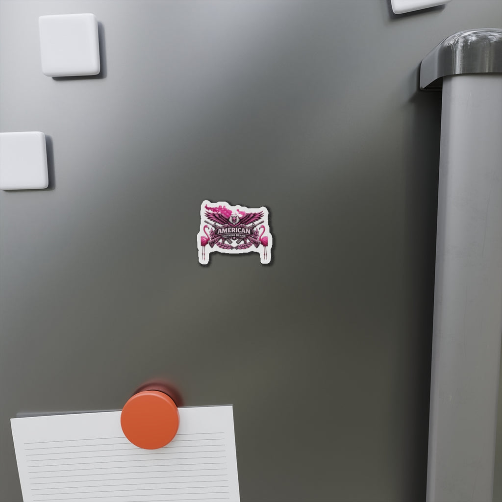Pink American Crest Die-Cut Magnet — Patriotic Eagle & Flamingo Logo