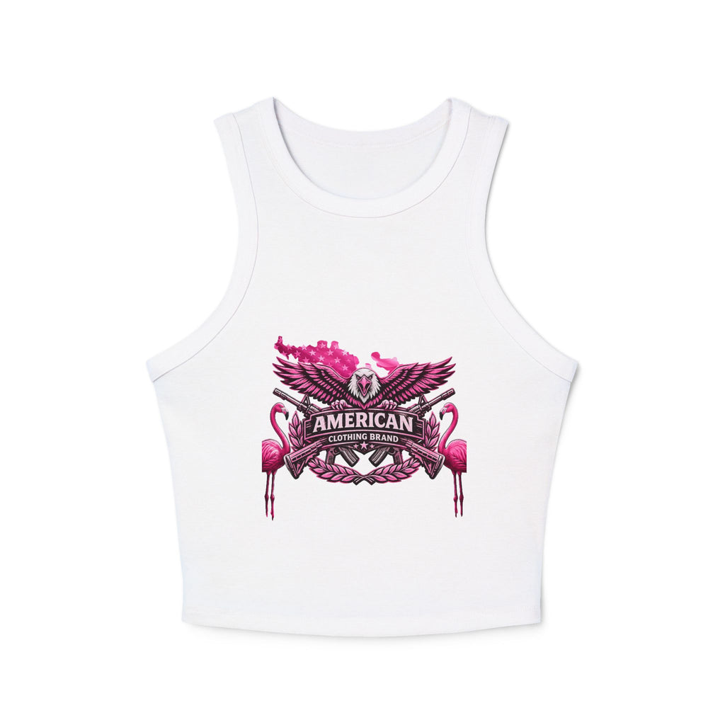 American Eagle Graphic Tank Top — Pink Patriotic Racer Crop
