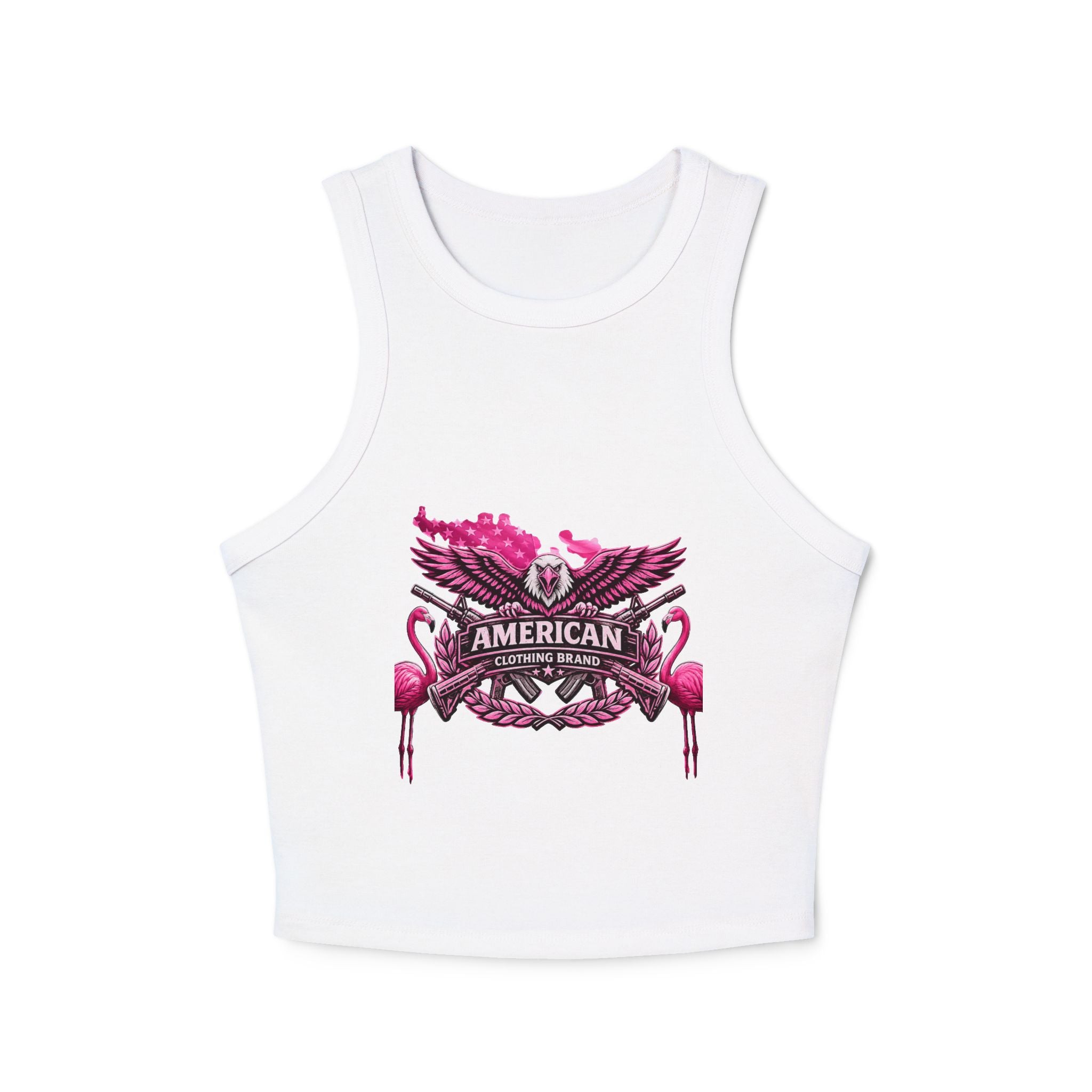 American Eagle Graphic Tank Top — Pink Patriotic Racer Crop